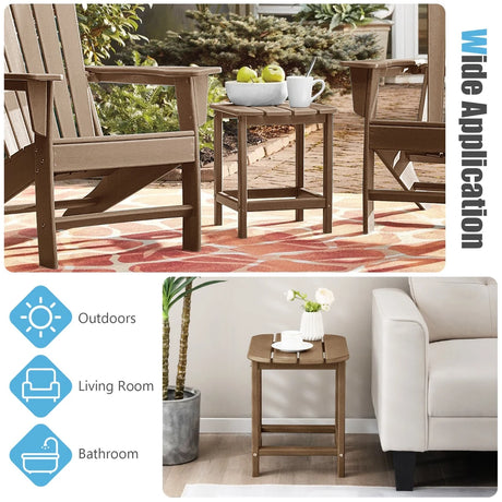 OutdoorWeather-Resistant Side Table for Garden/Poolside/Backyard-Coffee