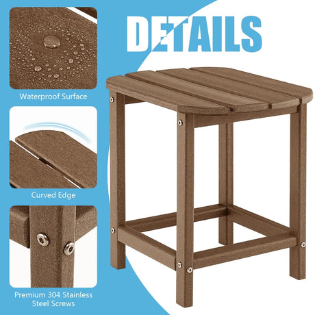 OutdoorWeather-Resistant Side Table for Garden/Poolside/Backyard-Coffee