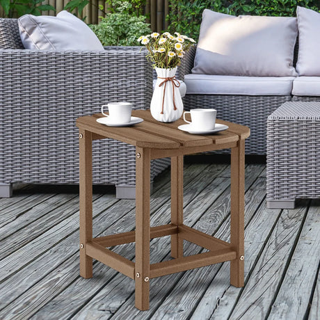 OutdoorWeather-Resistant Side Table for Garden/Poolside/Backyard-Coffee