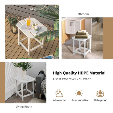 Outdoor Side Table with Weather-resistant PE Material for Patio