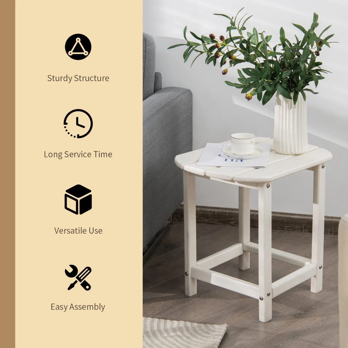 Outdoor Side Table with Weather-resistant PE Material for Patio