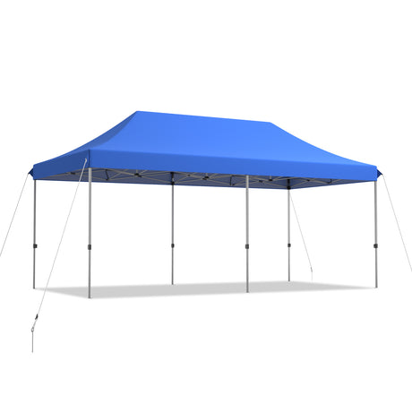 10 x 20 Feet Adjustable Folding Heavy Duty Sun Shelter with Carrying Bag-Blue