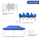 10 x 20 Feet Adjustable Folding Heavy Duty Sun Shelter with Carrying Bag-Blue