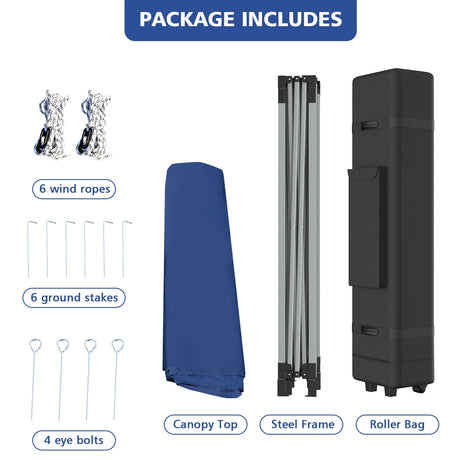 10 x 20 Feet Adjustable Folding Heavy Duty Sun Shelter with Carrying Bag-Blue