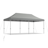 10 x 20 Feet Adjustable Folding Heavy Duty Sun Shelter with Carrying Bag-Gray