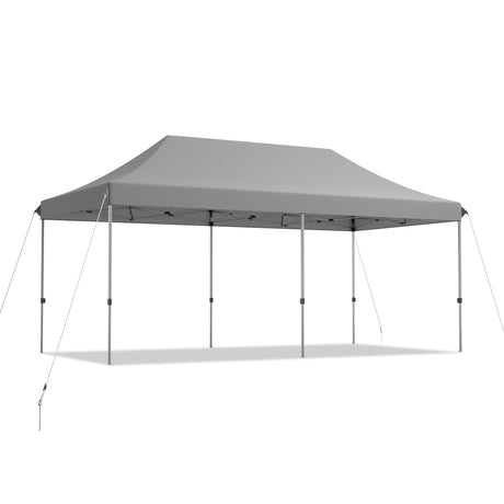 10 x 20 Feet Adjustable Folding Heavy Duty Sun Shelter with Carrying Bag-Gray