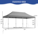 10 x 20 Feet Adjustable Folding Heavy Duty Sun Shelter with Carrying Bag-Gray