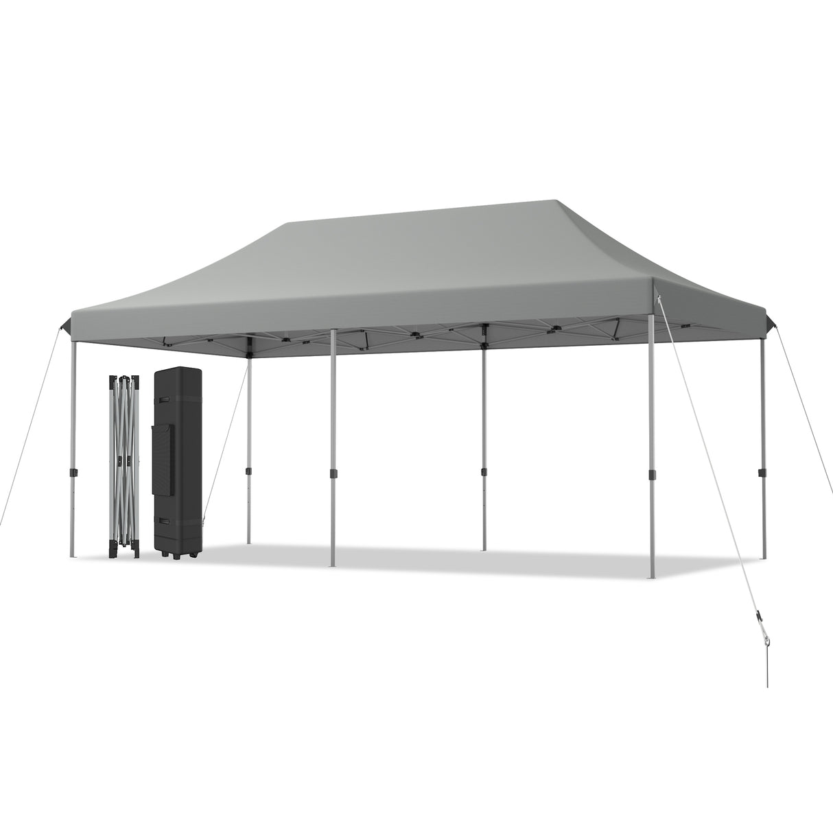 10 x 20 Feet Adjustable Folding Heavy Duty Sun Shelter with Carrying Bag-Gray