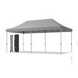 10 x 20 Feet Adjustable Folding Heavy Duty Sun Shelter with Carrying Bag-Gray