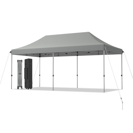 10 x 20 Feet Adjustable Folding Heavy Duty Sun Shelter with Carrying Bag-Gray