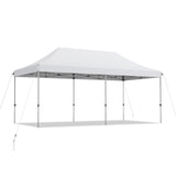 10 x 20 Feet Adjustable Folding Heavy Duty Sun Shelter with Carrying Bag-White