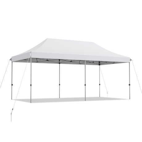 10 x 20 Feet Adjustable Folding Heavy Duty Sun Shelter with Carrying Bag-White