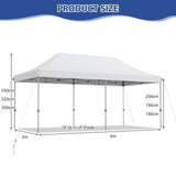 10 x 20 Feet Adjustable Folding Heavy Duty Sun Shelter with Carrying Bag-White