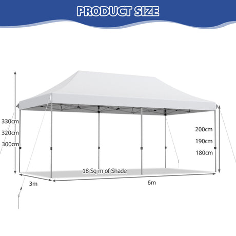 10 x 20 Feet Adjustable Folding Heavy Duty Sun Shelter with Carrying Bag-White