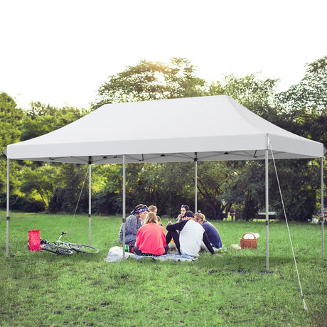 10 x 20 Feet Adjustable Folding Heavy Duty Sun Shelter with Carrying Bag-White