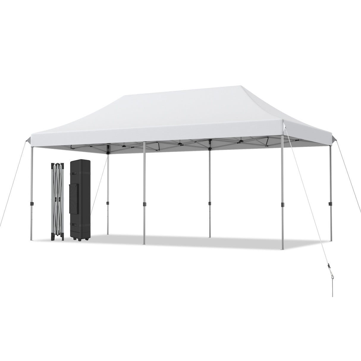 10 x 20 Feet Adjustable Folding Heavy Duty Sun Shelter with Carrying Bag-White