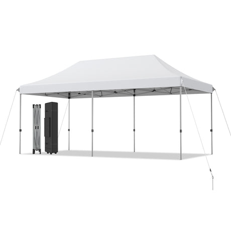 10 x 20 Feet Adjustable Folding Heavy Duty Sun Shelter with Carrying Bag-White