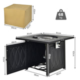 50,000 BTU Propane Fire Pit Table Square Heater with Lava Rocks Cover-Black