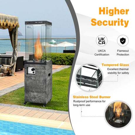 41,000 BTU Propane Patio Heater Outdoor Heater with Lockable Wheels-Dark Grey