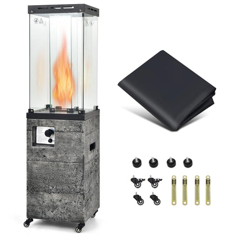 41,000 BTU Propane Patio Heater Outdoor Heater with Lockable Wheels-Dark Grey