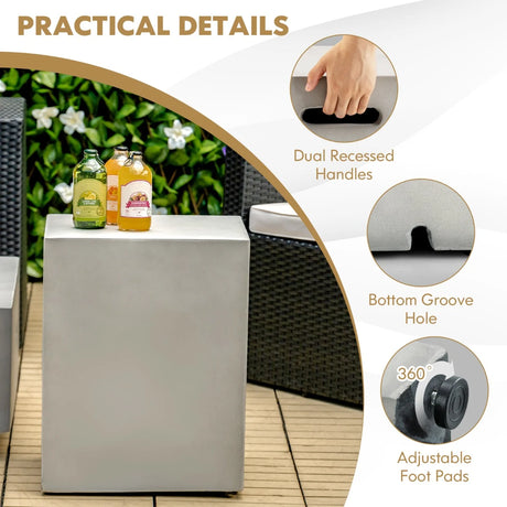 Outdoor Propane Gas Tank Cover Table Storage Case with Handles-Grey