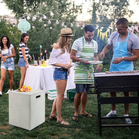 Outdoor Propane Gas Tank Cover Table Storage Case with Handles-Grey