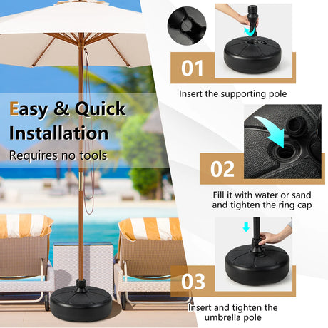27 lbs Fillable Round Umbrella Base Stand for Yard Garden Poolside