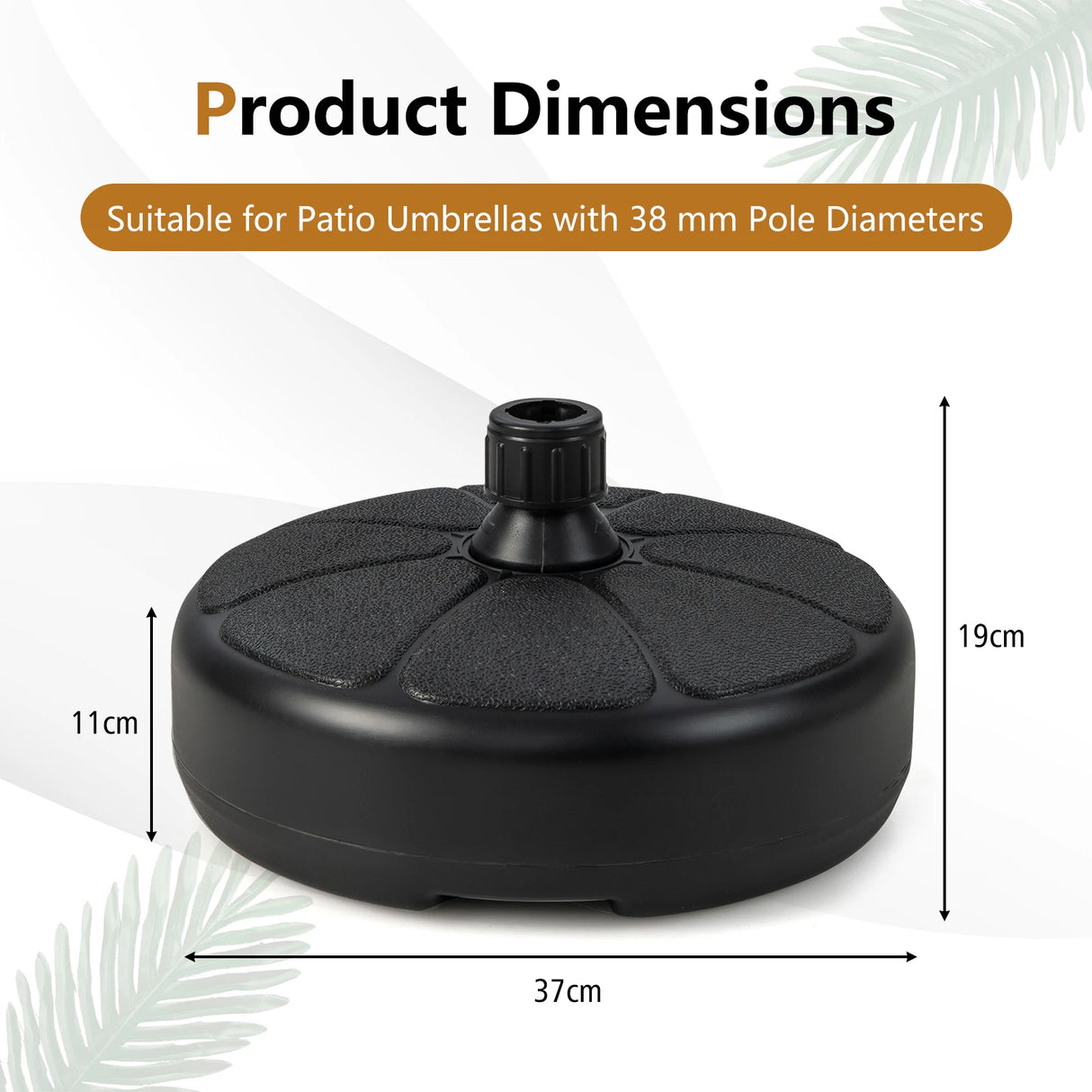 27 lbs Fillable Round Umbrella Base Stand for Yard Garden Poolside