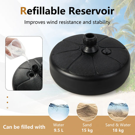 27 lbs Fillable Round Umbrella Base Stand for Yard Garden Poolside