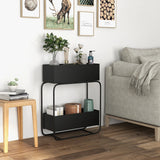 2-Tier Metal Elevated Garden Bed with Raised Flower Box-Black
