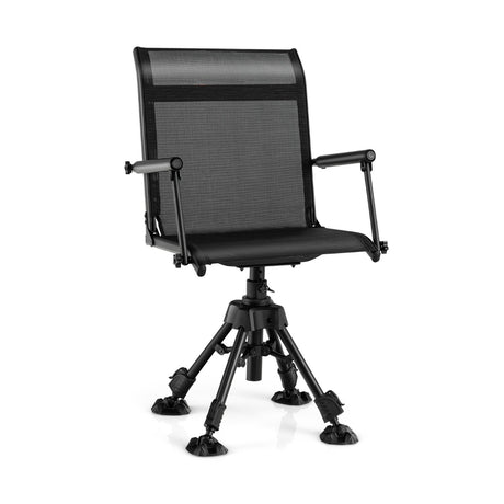 Folding Swivel Hunting Blind Chair with 4 Adjustable Legs-Black