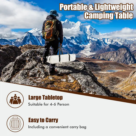 Folding Bamboo Camping Table with Carry Bag for BBQ &amp; Party &amp; Picnic &amp; Hike-Coffee