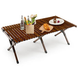 Folding Bamboo Camping Table with Carry Bag for BBQ &amp; Party &amp; Picnic &amp; Hike-Coffee