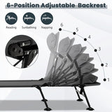 Folding Camping Cot with Detachable Mattress and 6-Position Adjustable Backrest for Camp/Office