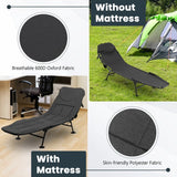 Folding Camping Cot with Detachable Mattress and 6-Position Adjustable Backrest for Camp/Office