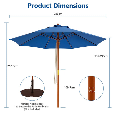 2.83M Garden Parasol with 3-Gear Position-Blue