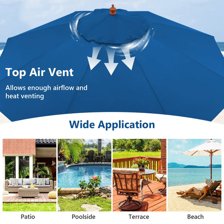 2.83M Garden Parasol with 3-Gear Position-Blue
