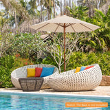9.5 Feet Pulley Lift Round Patio Umbrella with Fiberglass Ribs-Beige