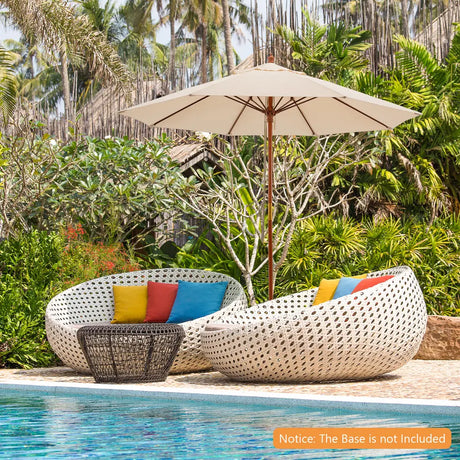 9.5 Feet Pulley Lift Round Patio Umbrella with Fiberglass Ribs-Beige