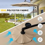 303 CM Solar-Powered Patio Offset Umbrella with 112 LED Lights-Beige