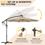 303 CM Solar-Powered Patio Offset Umbrella with 112 LED Lights-Beige