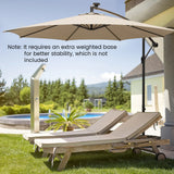 303 CM Solar-Powered Patio Offset Umbrella with 112 LED Lights-Beige