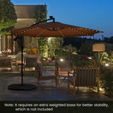 10 Feet Patio Offset Umbrella with 112 Solar-Powered LED Lights-Beige-Coffee
