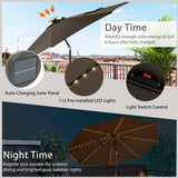 10 Feet Patio Umbrella with 112 Solar Lights and Crank Handle-Coffee