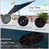 10 Feet Patio Umbrella with 112 Solar Lights and Crank Handle-Navy