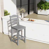 30 Inches Counter Height HDPE Bar Stool with Backrest and Footrest-Gray