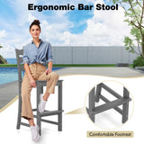 30 Inches Counter Height HDPE Bar Stool with Backrest and Footrest-Gray