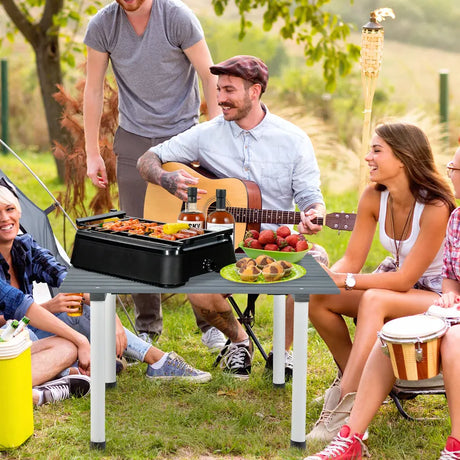 Outdoor Folding Camping Roll up Table with Carry Bag for Picnic &amp; Beach-Grey