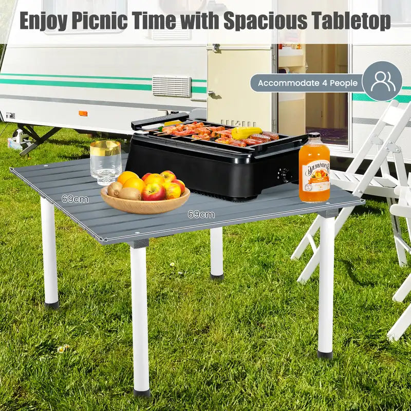 Outdoor Folding Camping Roll up Table with Carry Bag for Picnic &amp; Beach-Grey