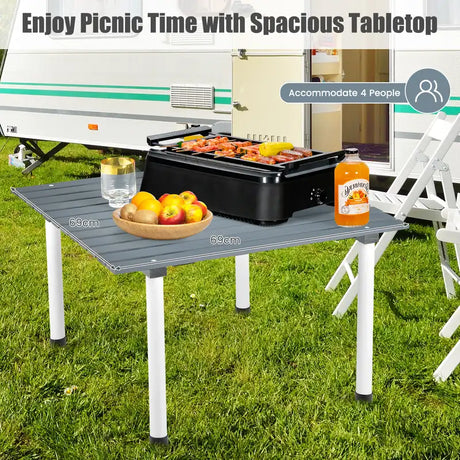 Outdoor Folding Camping Roll up Table with Carry Bag for Picnic &amp; Beach-Grey